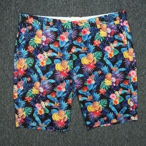 Hreski Shorts Mens 40 Blue Black Floral‎ Pineapple Golf Chino Abstract Colorful